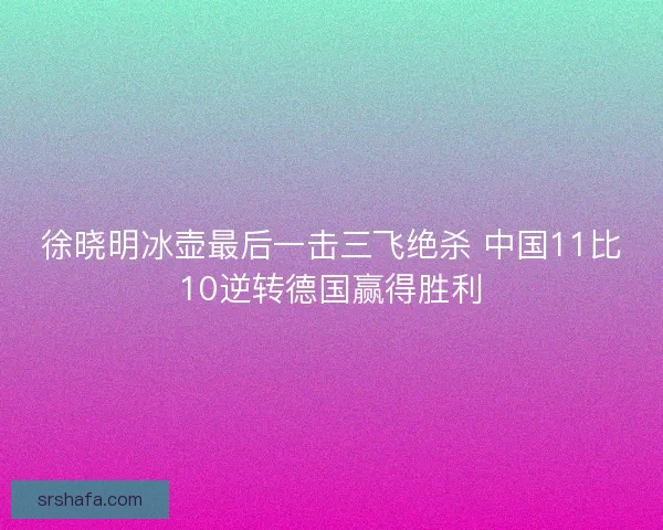 徐晓明冰壶最后一击三飞绝杀 中国11比10逆转德国赢得胜利