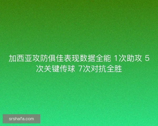 加西亚攻防俱佳表现数据全能 1次助攻 5次关键传球 7次对抗全胜 加西亚攻防俱佳表现数据全能 1次助攻 5次关键传球 7次对抗全胜